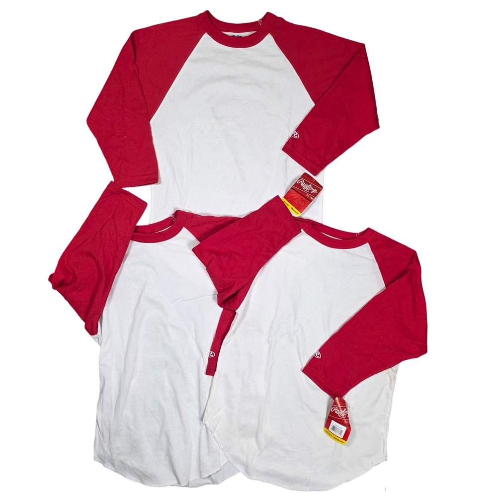 Rawlings Raglan Baseball Tee 3/4 Sleeve Adult M Lot of 3 Practice Jersey Sporty